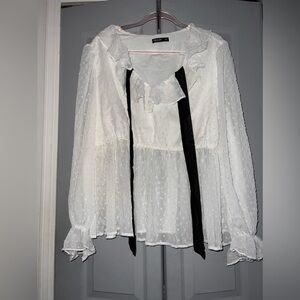🖤SHEIN flounce shear top with black ribbon ties into bow size 4 XL